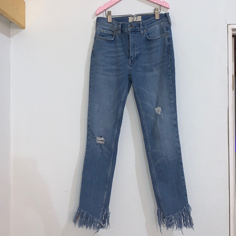 1️⃣ We The Free by Free People skinny jeans  with raw hems size 27